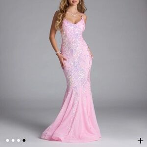 Lace-up Mermaid Sequin Formal Dress